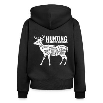 Hirschjagd Jagen Jagd Jäger - Frauen Premium Bio Zip Hoodie - Schwarz - Hinten - Julia (174cm)