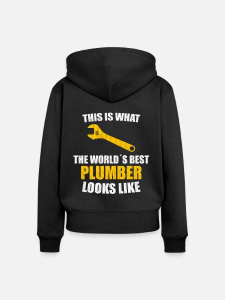 Weltbester Klempner - Frauen Premium Bio Zip Hoodie - Schwarz