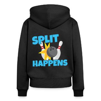 Bowling Split Happens - Sport Ball Geschenk - Sweat à capuche zippé Premium bio Femme - noir - Dos - Julia (174cm)
