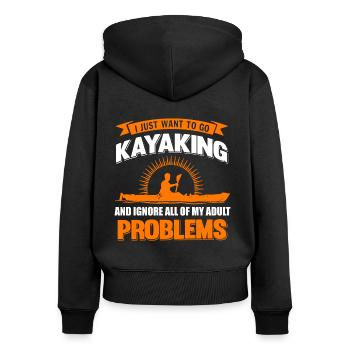 Kayaking Kayak - Frauen Premium Bio Zip Hoodie - Schwarz - Hinten - Julia (174cm)