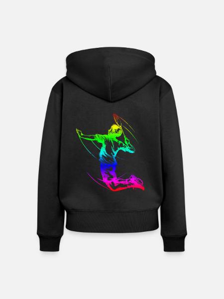 Badminton Spieler Bunt - Frauen Premium Bio Zip Hoodie - Schwarz