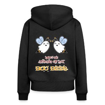 Boo Bees - Don’t be afraid of my Boo Bees - Damen - Frauen Premium Bio Zip Hoodie - Schwarz - Hinten - Julia (174cm)