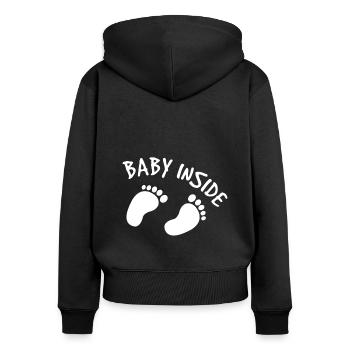 Baby inside Schwangerschaft - Frauen Premium Bio Zip Hoodie - Schwarz - Hinten - Julia (174cm)