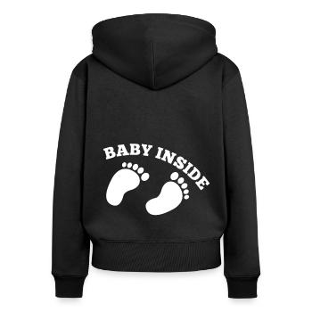 baby inside schwanger - Frauen Premium Bio Zip Hoodie - Schwarz - Hinten - Julia (174cm)