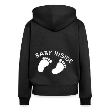 baby inside babybauch - Frauen Premium Bio Zip Hoodie - Schwarz - Hinten - Julia (174cm)