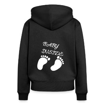 baby inside babybauch - Frauen Premium Bio Zip Hoodie - Schwarz - Hinten - Julia (174cm)