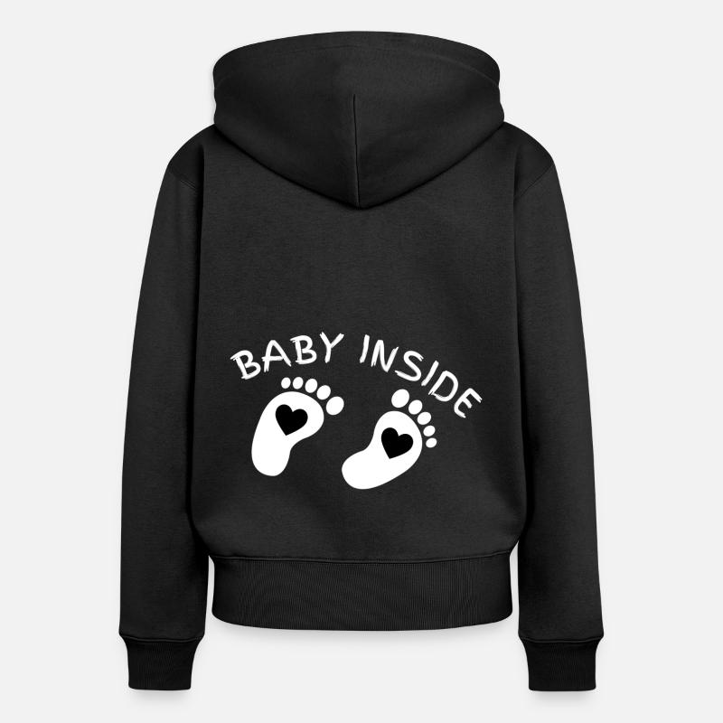 bébé à l'intérieur sur le ventre de bébé enceinte - Sweat à capuche zippé Premium bio Femme - noir