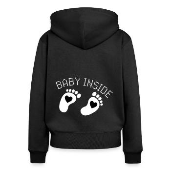 baby inside auf dem babybauch - Frauen Premium Bio Zip Hoodie - Schwarz - Hinten - Julia (174cm)