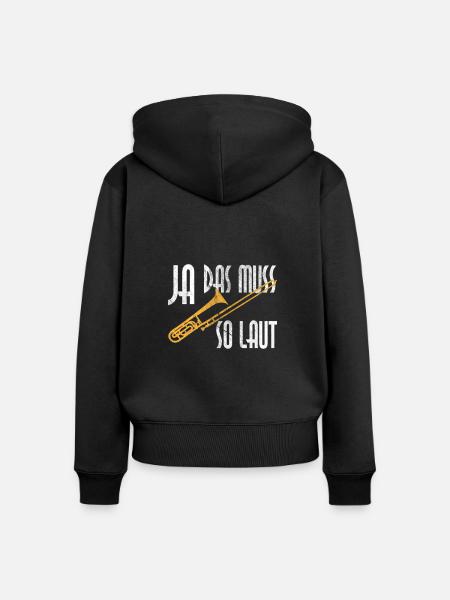 Posaune Blasmusik - Frauen Premium Bio Zip Hoodie - Schwarz