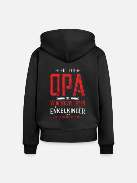 Stolzer Opa Enkelkinder - Frauen Premium Bio Zip Hoodie - Schwarz