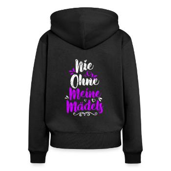 Nie ohne meine Mädels - Frauen Premium Bio Zip Hoodie - Schwarz - Hinten - Julia (174cm)