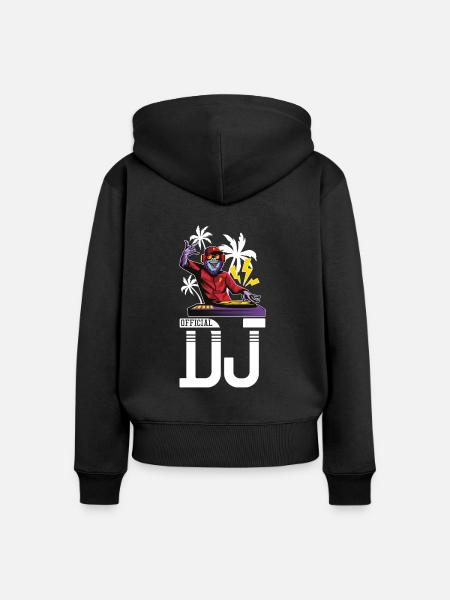 Affe DJ Party - Frauen Premium Bio Zip Hoodie - Schwarz