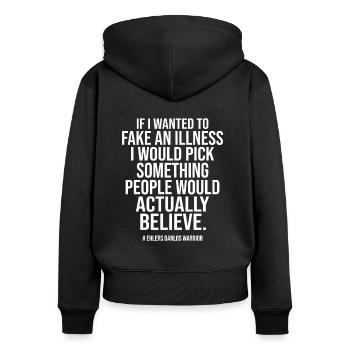 Ehlers Danlos Syndrom Awareness EDS - Frauen Premium Bio Zip Hoodie - Schwarz - Hinten - Julia (174cm)