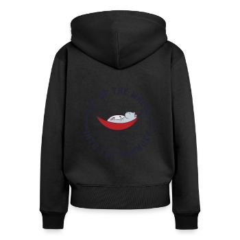 Hors de la roue dans le hamac - Sweat à capuche zippé Premium bio Femme - noir - Dos - Julia (174cm)