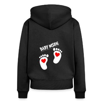 Baby inside füßchen und herzchen - Frauen Premium Bio Zip Hoodie - Schwarz - Hinten - Julia (174cm)