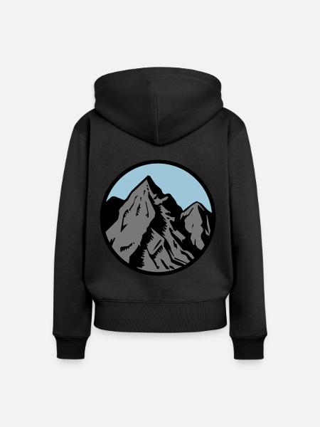 berge symbol - Frauen Premium Bio Zip Hoodie - Schwarz