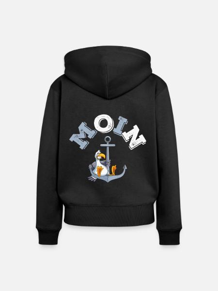 anker möwe moin comic - Frauen Premium Bio Zip Hoodie - Schwarz