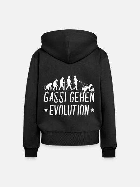Gassi Gehen Evolution Hunde - Frauen Premium Bio Zip Hoodie - Schwarz