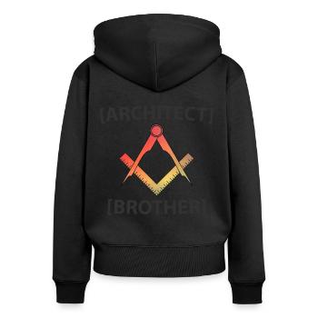 Architekt Bruder - Frauen Premium Bio Zip Hoodie - Schwarz - Hinten - Julia (174cm)