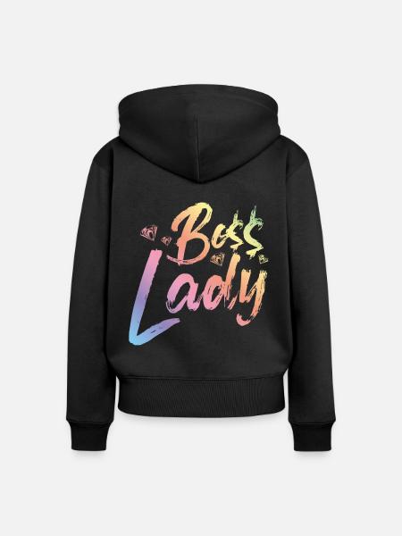 Boss Lady - Frauen Premium Bio Zip Hoodie - Schwarz