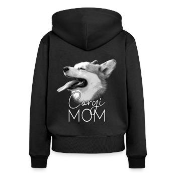 Corgi Mom - Hunde Mama - Frauen Premium Bio Zip Hoodie - Schwarz - Hinten - Julia (174cm)