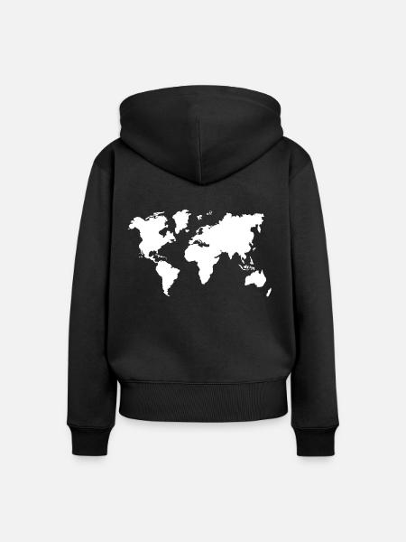 Weltkarte Reise Kontinente - Frauen Premium Bio Zip Hoodie - Schwarz