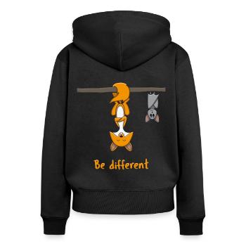 Fuchs Fledermäuse Be Different Tierliebhaber - Frauen Premium Bio Zip Hoodie - Schwarz - Hinten - Julia (174cm)