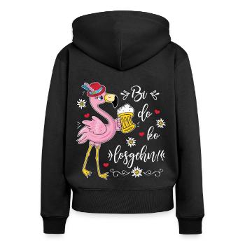Bi Do Ko Losgehn Lustiger Flamingo Dirndl Ersatz - Frauen Premium Bio Zip Hoodie - Schwarz - Hinten - Julia (174cm)