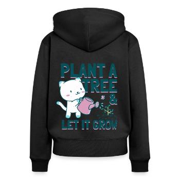 Plant a Tree and Let it Grow - Women's Premium Organic Zip Hoodie - black - Back - Julia (174cm)