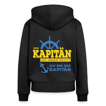 Kapitän Recht Steuerrad Anker Lenkrad Geschenk - Frauen Premium Bio Zip Hoodie - Schwarz - Hinten - Julia (174cm)