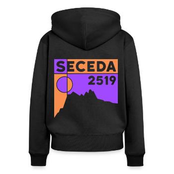 Randonnée Seceda Dolomites Tour Val Gardena Souvenirs - Sweat à capuche zippé Premium bio Femme - noir - Dos - Julia (174cm)