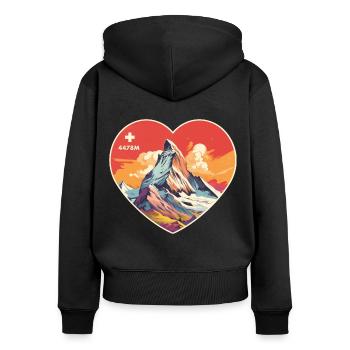 Matterhorn Heart J’aime Zermatt Valais Randonnée - Sweat à capuche zippé Premium bio Femme - noir - Dos - Julia (174cm)
