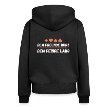 Skatspiel Spruch Skatspieler - Frauen Premium Bio Zip Hoodie - Schwarz - Hinten - Julia (174cm)