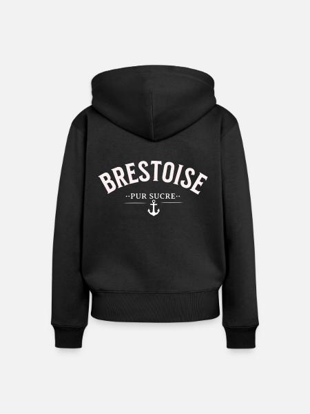 Brestoise pure sucre - Sweat à capuche zippé Premium bio Femme - noir
