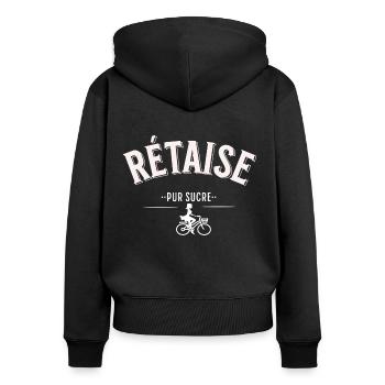 Rétaise pur sucre - Sweat à capuche zippé Premium bio Femme - noir - Dos - Julia (174cm)