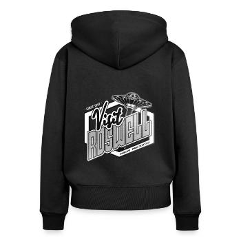 VISIT ROSWELL - Sweat à capuche zippé Premium bio Femme - noir - Dos - Julia (174cm)