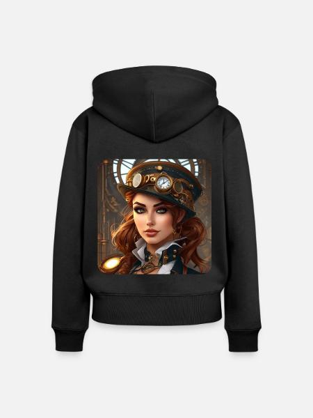 Cooles Steampunk Girl - Frauen Premium Bio Zip Hoodie - Schwarz