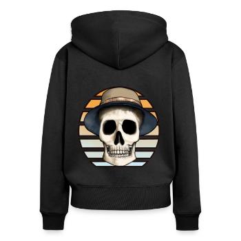 Skull with Hat - Women's Premium Organic Zip Hoodie - black - Back - Julia (174cm)