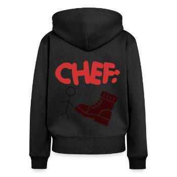 Patron Superviseur Chef de bureau Chef d’équipe Entreprise - Sweat à capuche zippé Premium bio Femme - noir - Dos - Julia (174cm)