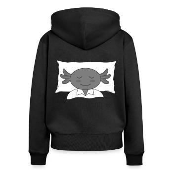 Axolotl Knacksolotl knacken pennen schlafen - Frauen Premium Bio Zip Hoodie - Schwarz - Hinten - Julia (174cm)