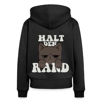 I hate morning people - lustiges Katzen Shirt - Frauen Premium Bio Zip Hoodie - Schwarz - Hinten - Julia (174cm)
