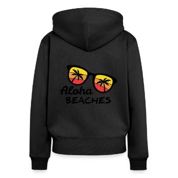 Sonnenbrille Aloha beaches - Frauen Premium Bio Zip Hoodie - Schwarz - Hinten - Julia (174cm)