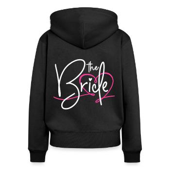 LA MARIÉE - ENTERREMENT DE VIE DE JEUNE FILLE 2025 - Sweat à capuche zippé Premium bio Femme - noir - Dos - Julia (174cm)