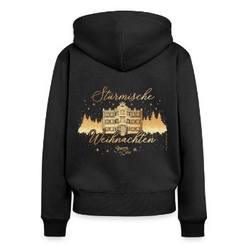 Sturm Der Liebe Fürstenhof Stürmische Weihnachten - Frauen Premium Bio Zip Hoodie - Schwarz - Hinten - Julia (174cm)