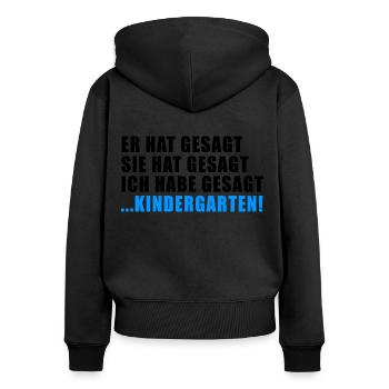 LÄSTERN TRATSCH RUMOR GESCHENK HUMOR GERÜCHT DRAMA - Frauen Premium Bio Zip Hoodie - Schwarz - Hinten - Julia (174cm)