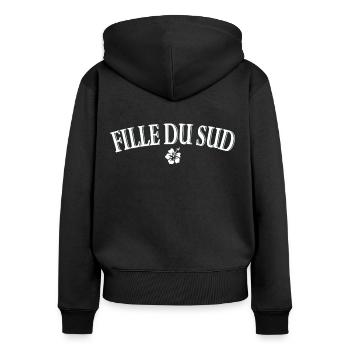 Fille du Sud - Sweat à capuche zippé Premium bio Femme - noir - Dos - Julia (174cm)