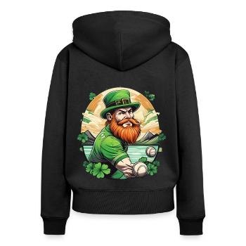 St. Patrick's Day Kleeblatt Baseball - Frauen Premium Bio Zip Hoodie - Schwarz - Hinten - Julia (174cm)
