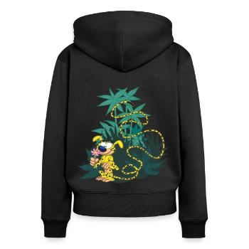Marsupilami Dans Le Vert - Sweat à capuche zippé Premium bio Femme - noir - Dos - Julia (174cm)