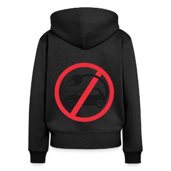 Voitures électriques Non merci - Sweat à capuche zippé Premium bio Femme - noir - Dos - Julia (174cm)