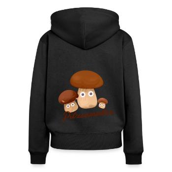 pilzsammler,steinpilze,pilze,sammler - Frauen Premium Bio Zip Hoodie - Schwarz - Hinten - Julia (174cm)